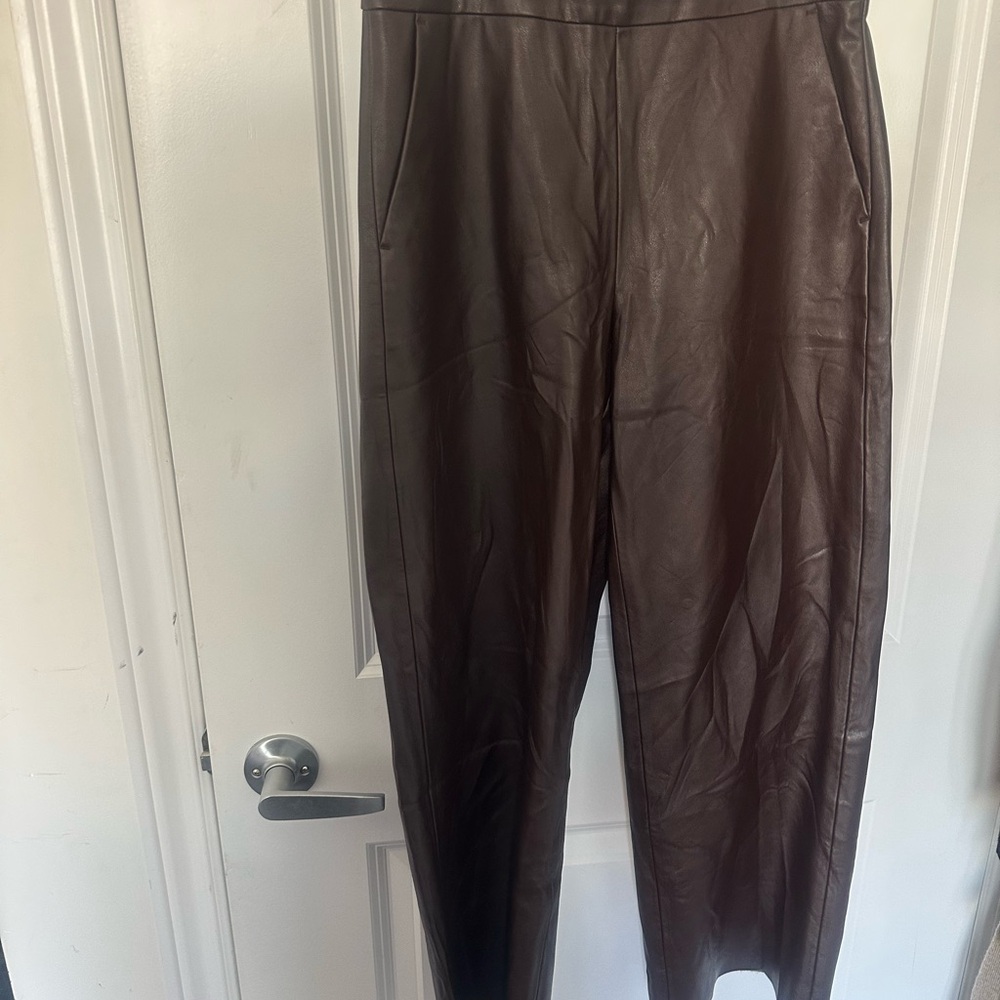 Gerry Weber Dark Brown Faux Leather Tapered Pants